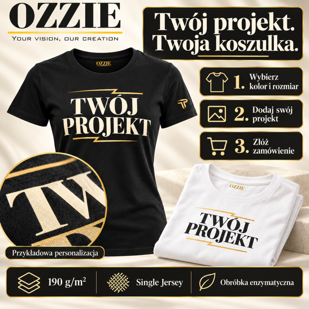 Koszulka damska OZZIE — Nadruk — detale i zamówienie