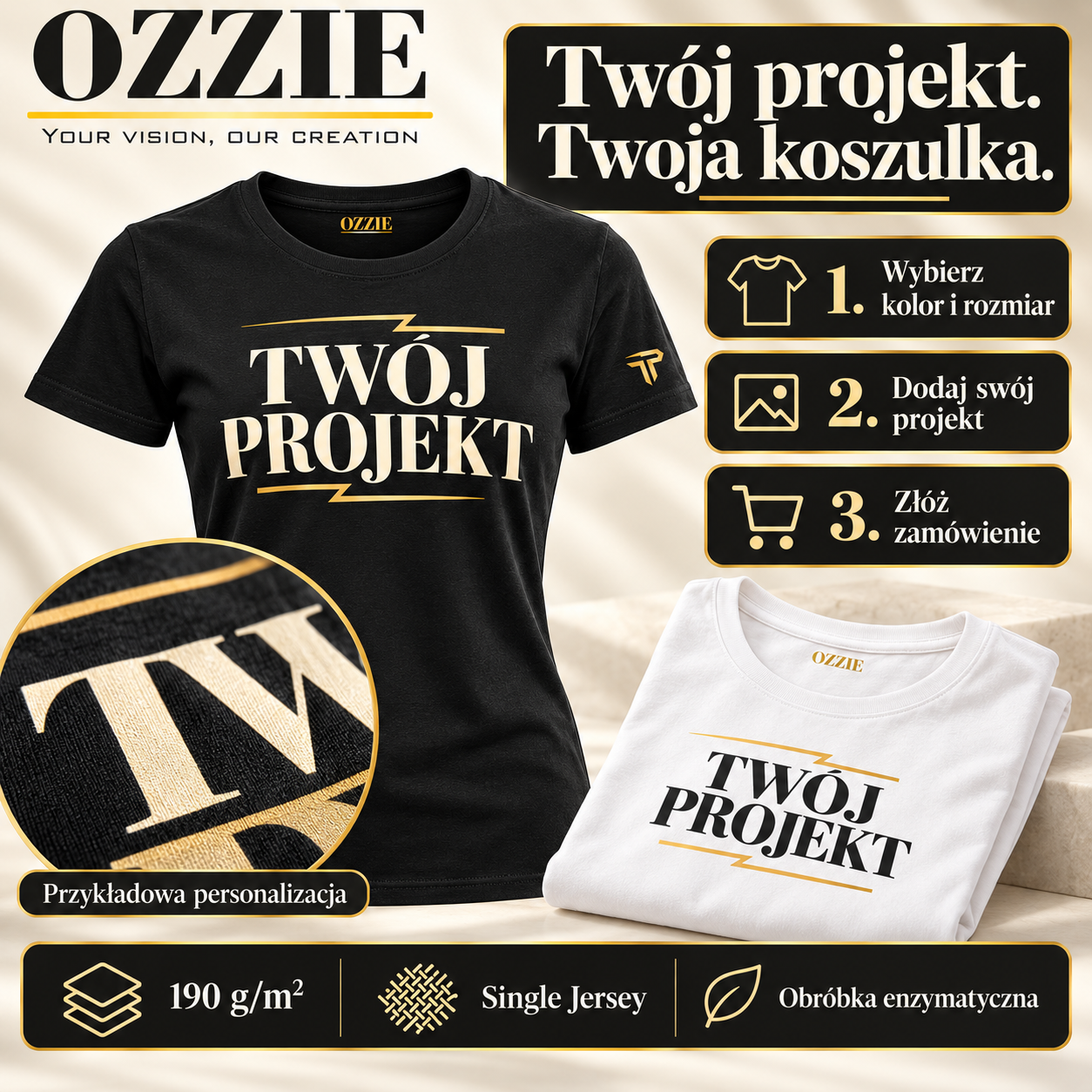 Koszulka damska OZZIE — Nadruk — detale i zamówienie