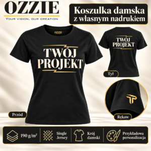 Koszulka damska OZZIE — Nadruk — przód, tył i rękaw