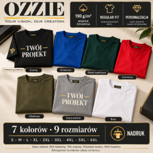OZZIE koszulka męska – nadruk – Kolory i rozmiary