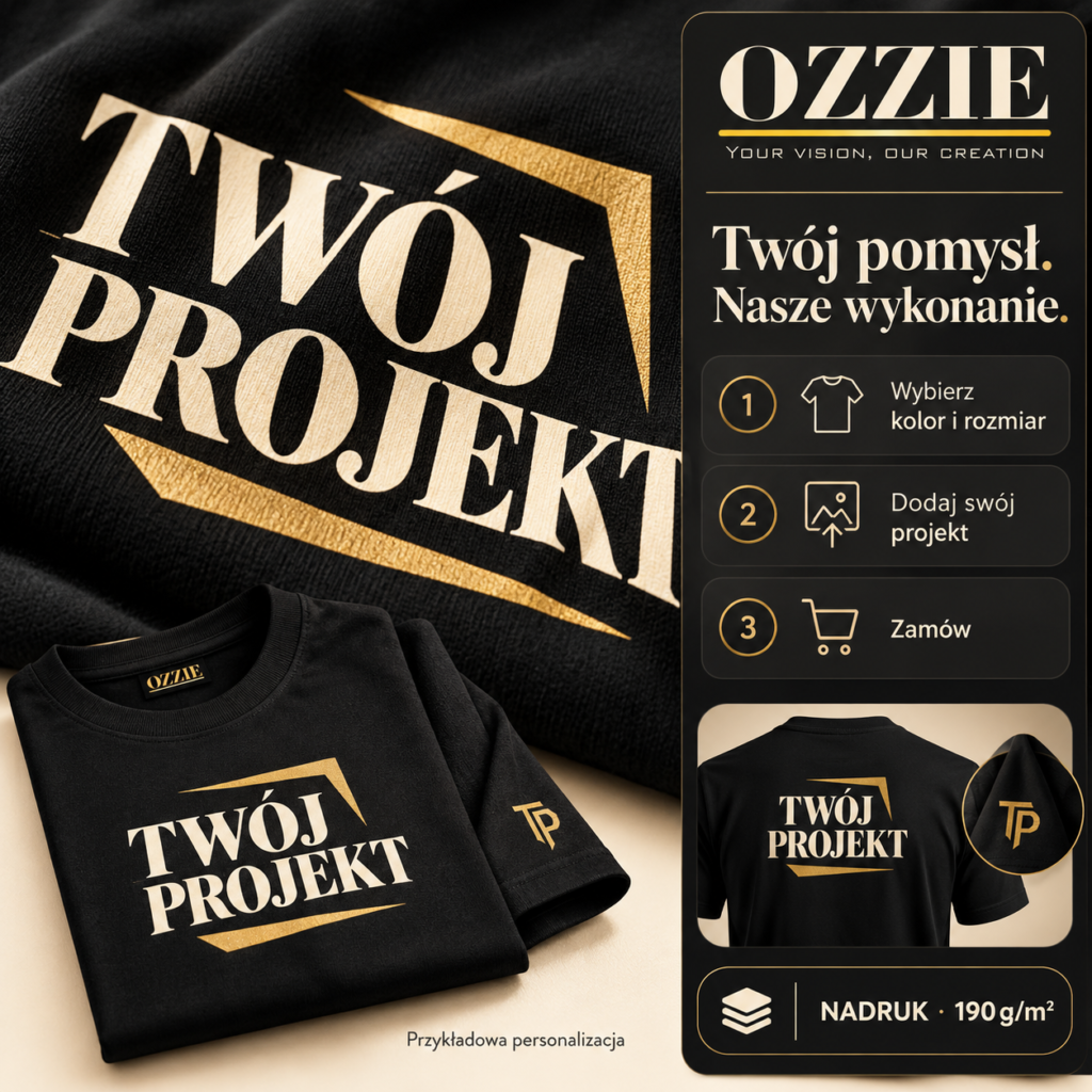 OZZIE koszulka męska – nadruk – Detale personalizacji i zamawianie